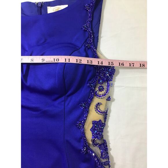 ASPEED SZ S royal blue boat neck hand beaded cutout mermaid maxi gown NWT B163 - Picture 9 of 10